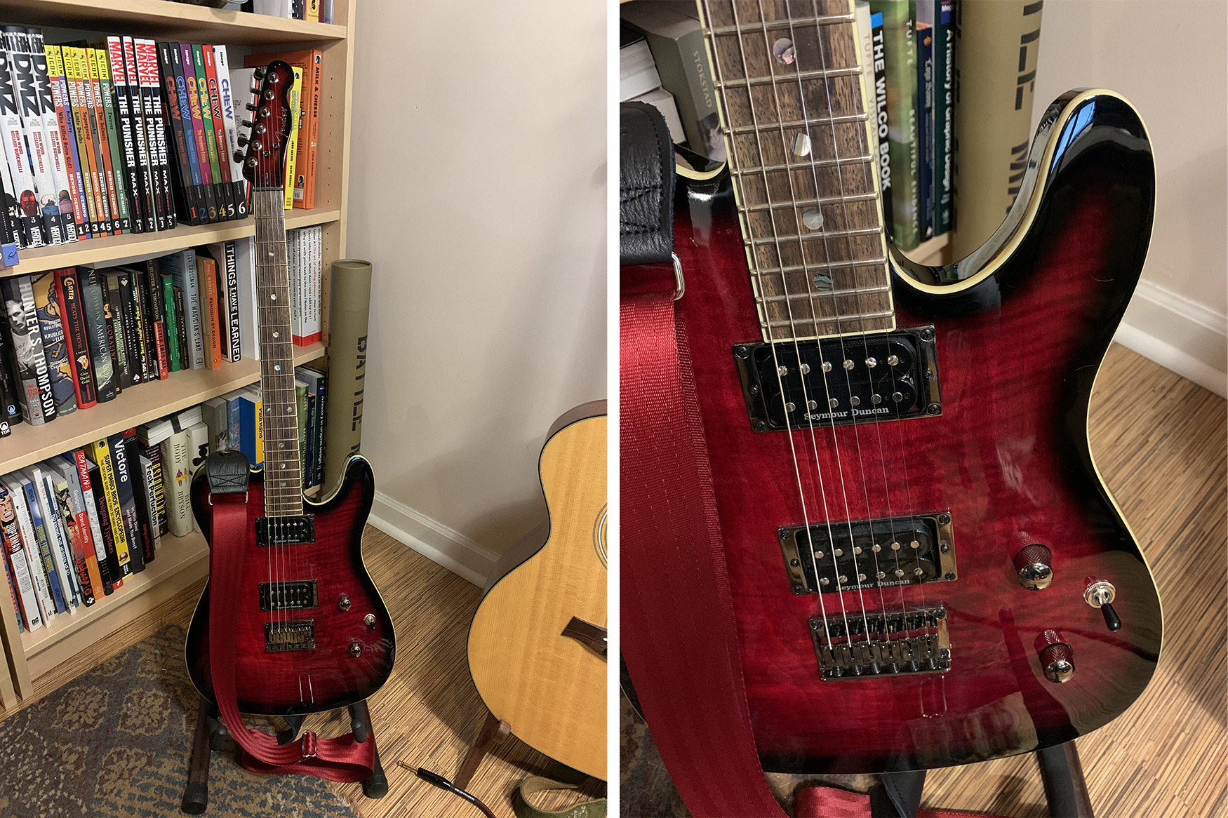 My brother got his dream guitar. Looks pretty good next to mine r/fender